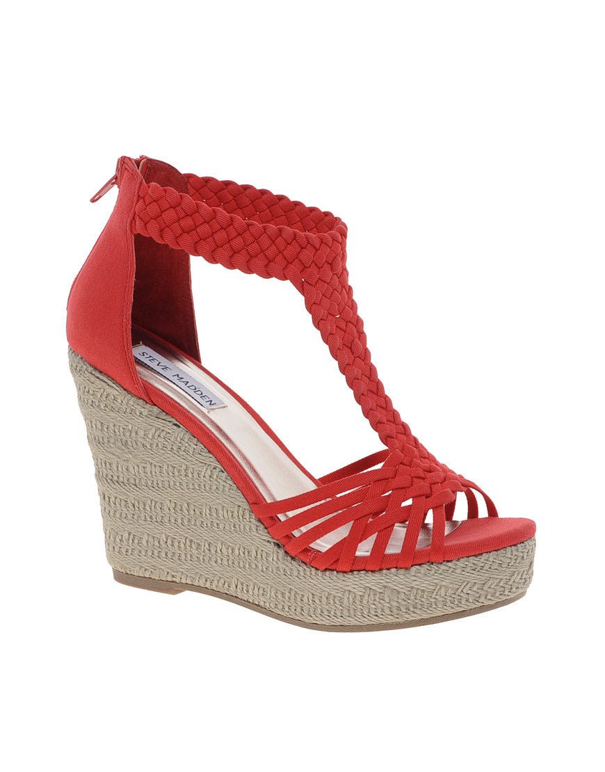 Steve Madden Rise Weave Wedges in Coral (Pink) - Lyst