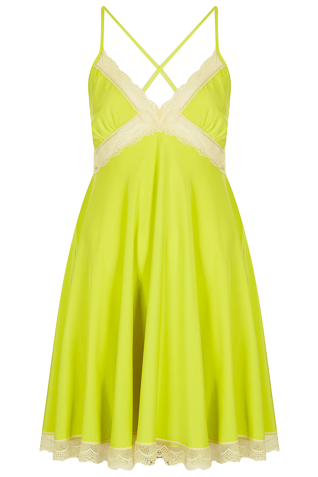 TOPSHOP Lace Insert Slip Dress in Yellow - Lyst