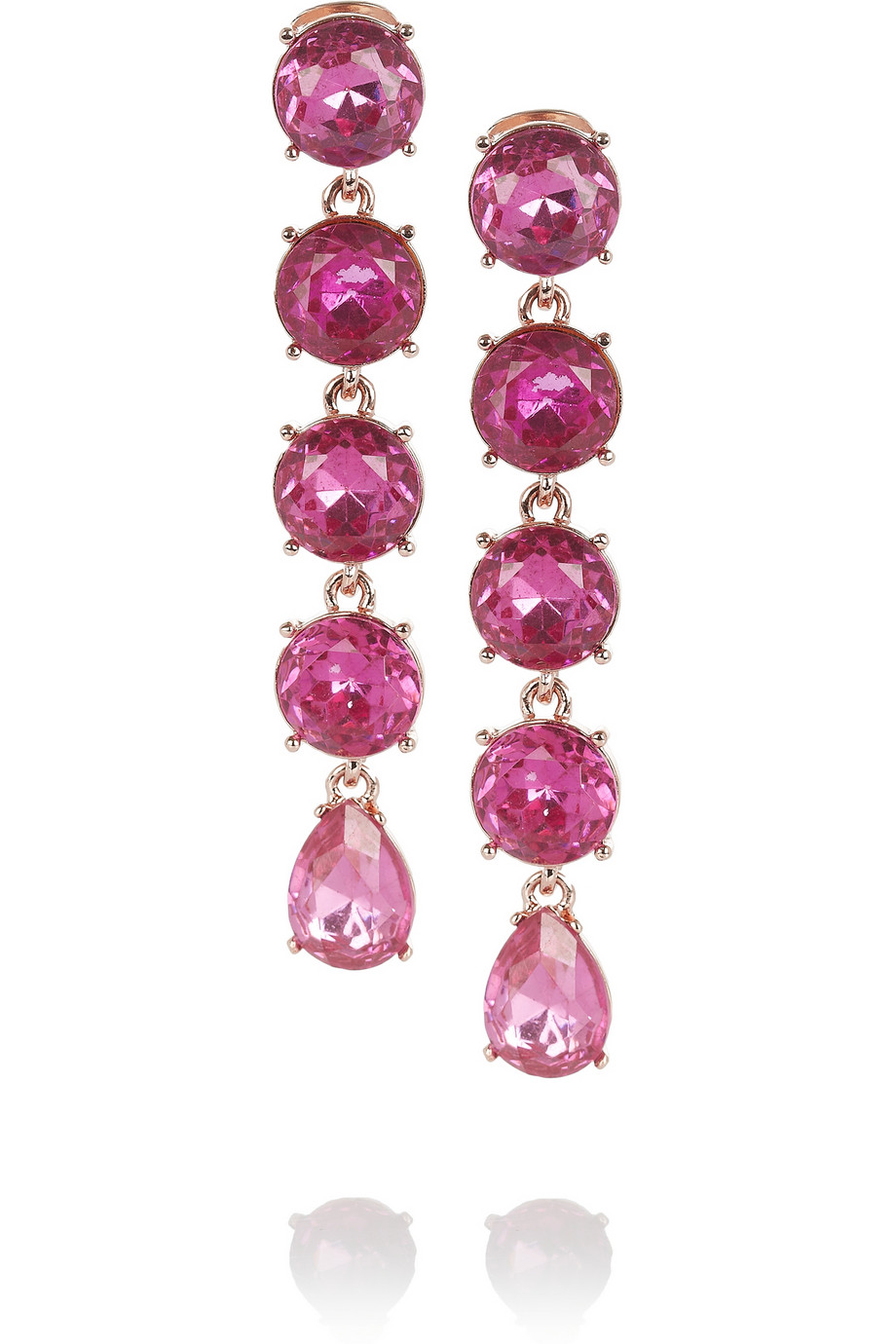 Oscar de la Renta Rose Goldplated Crystal Drop Earrings in Pink - Lyst