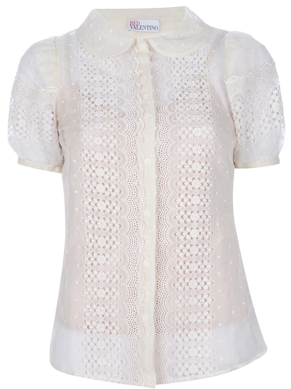 RED Valentino Lace Crochet Blouse in White - Lyst