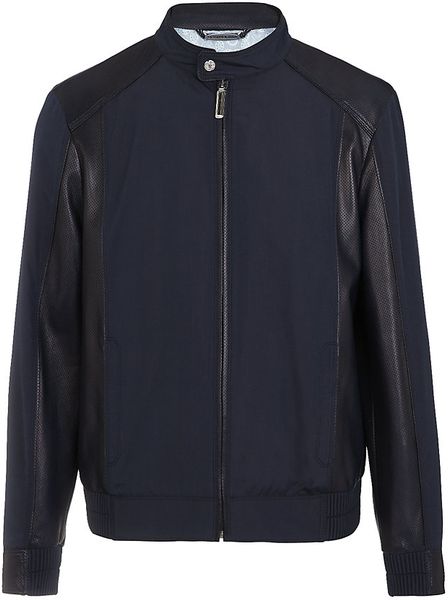 Stefano Ricci Silk and Leather Jacket in Blue for Men | Lyst