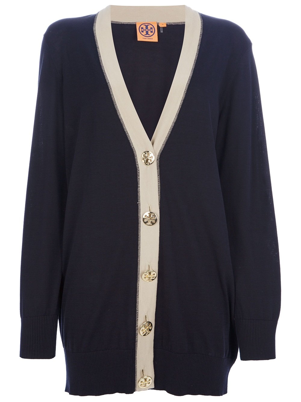 Tory burch Boyfriend Contrast Cardigan in Blue | Lyst