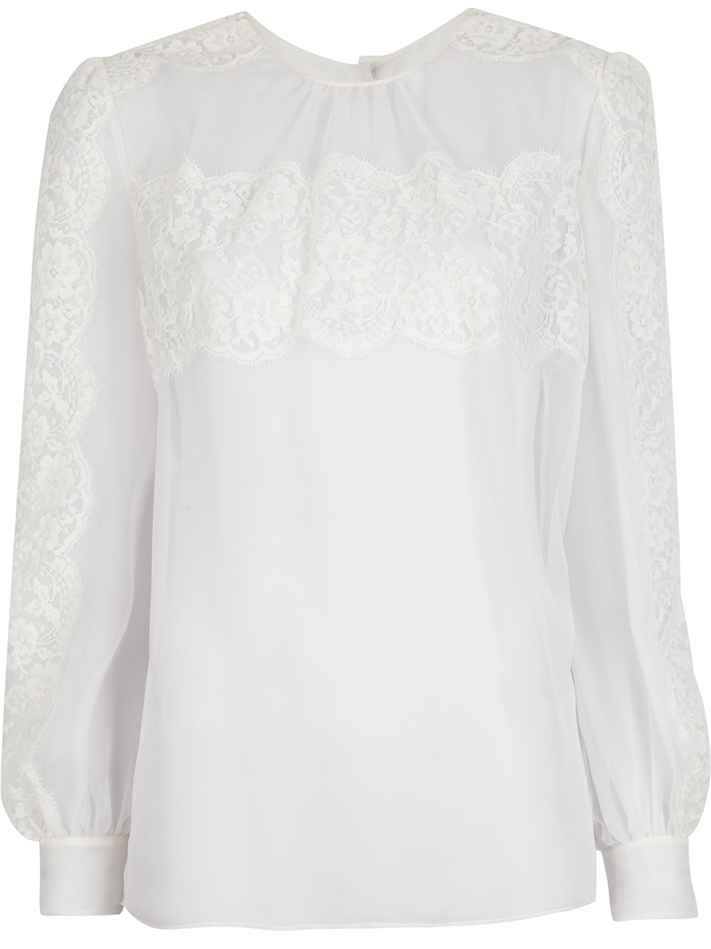 Valentino Lace Panel Blouse in White Lyst