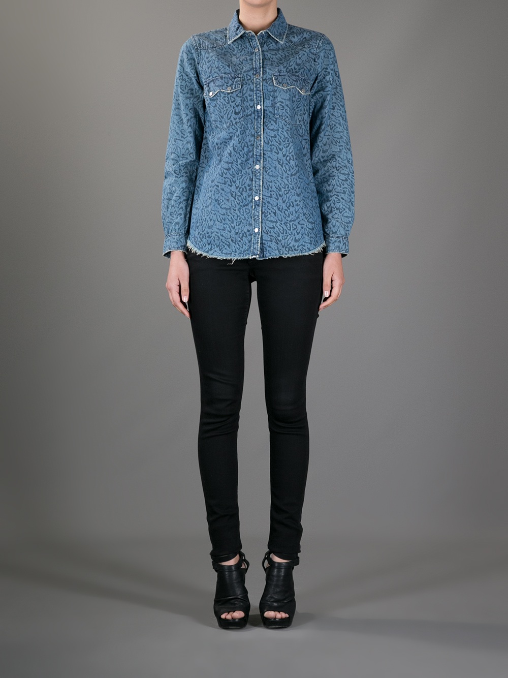 leopard print denim shirt
