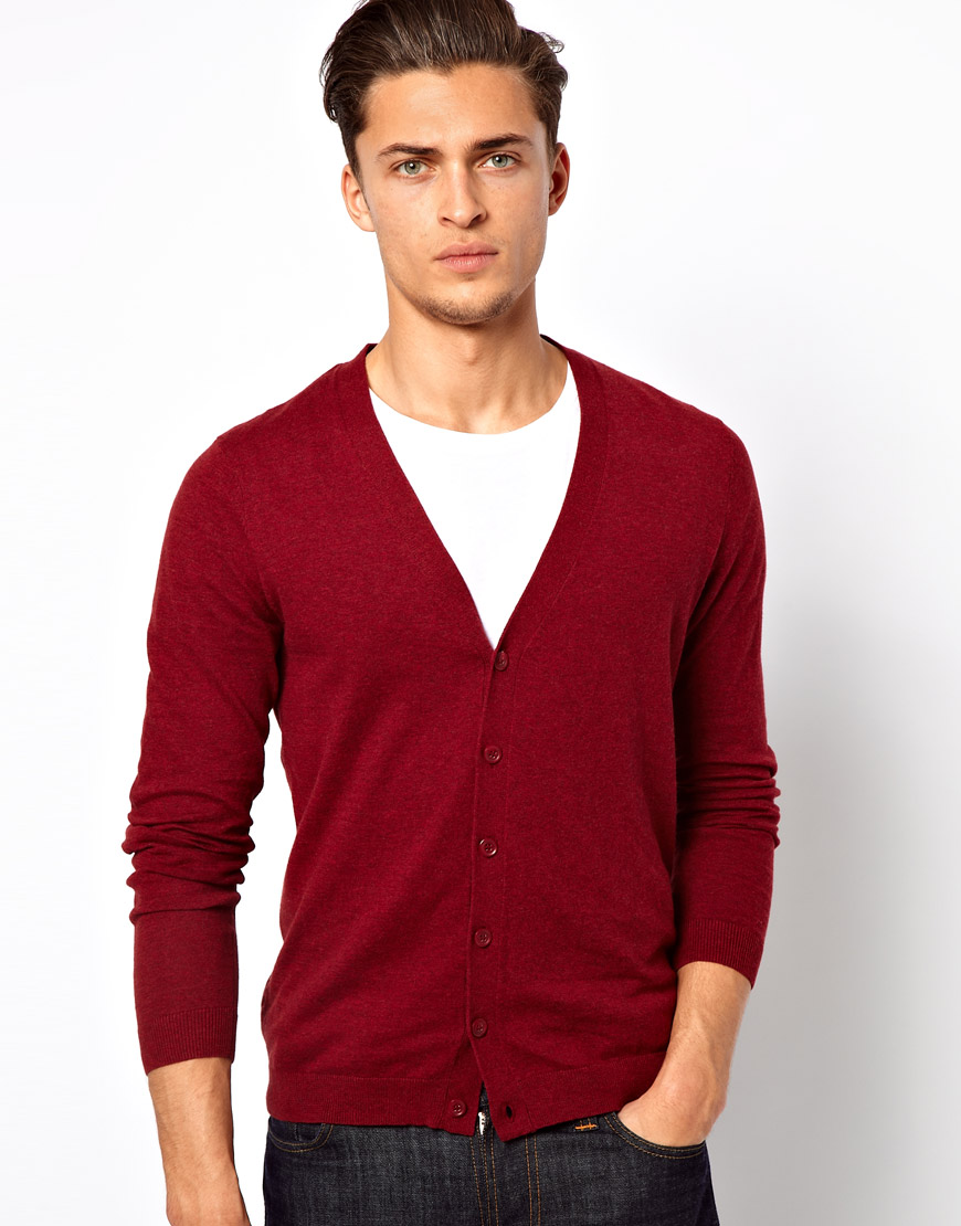 Asos Cardigan  in Red  for Men  Lyst