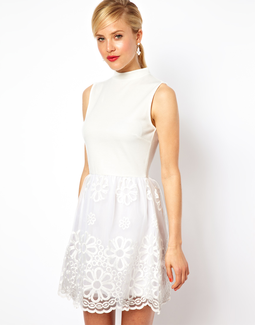 ASOS Prom Dress With High Neck in White Lyst