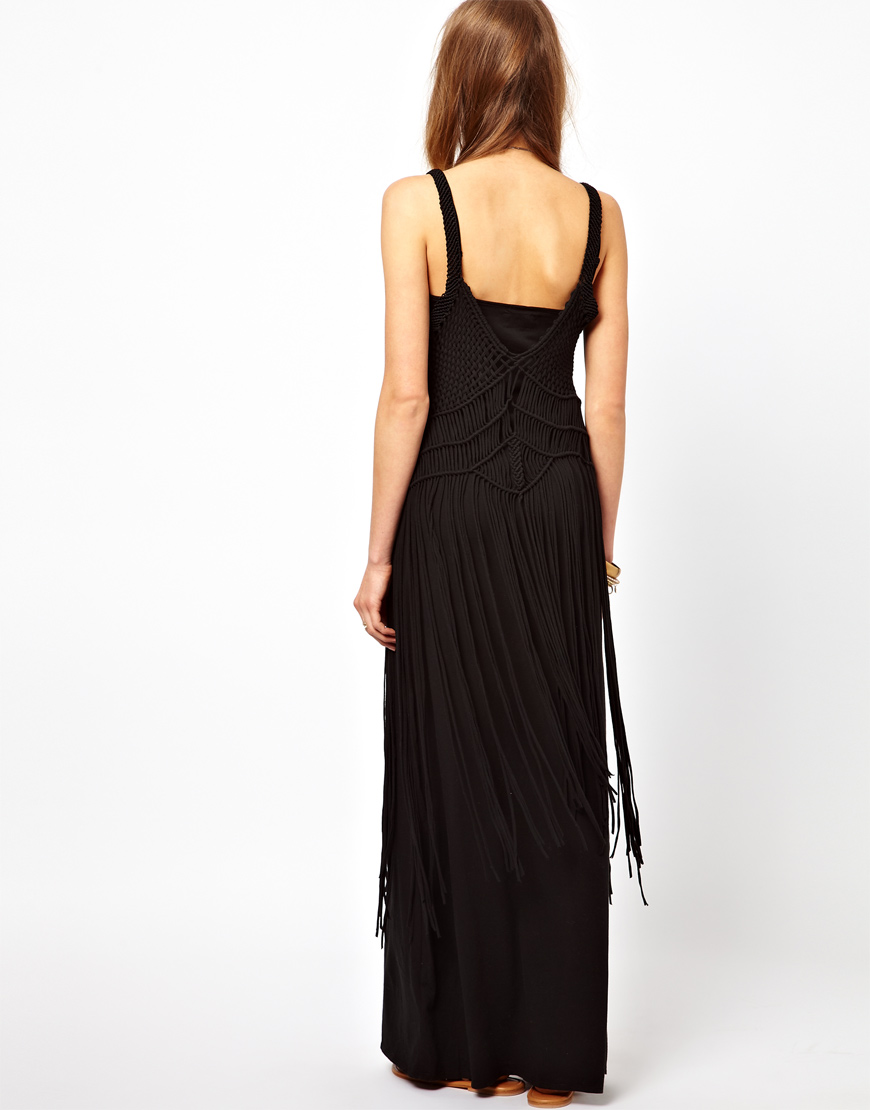 Denim & Supply Ralph Lauren Fringed Maxi Dress in Black | Lyst