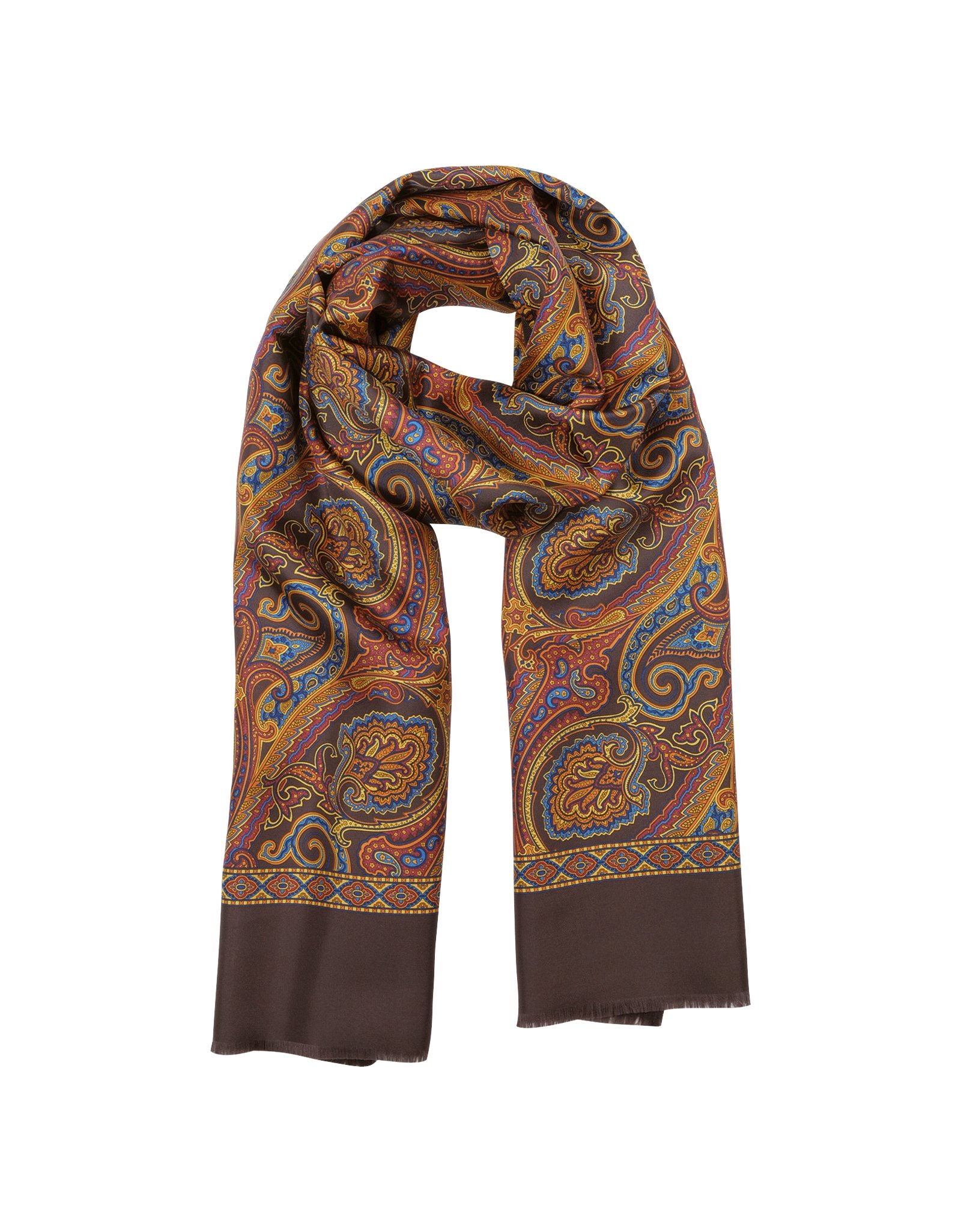 Forzieri Paisley Print Wool and Silk Reversible Mens Scarf in Brown for ...