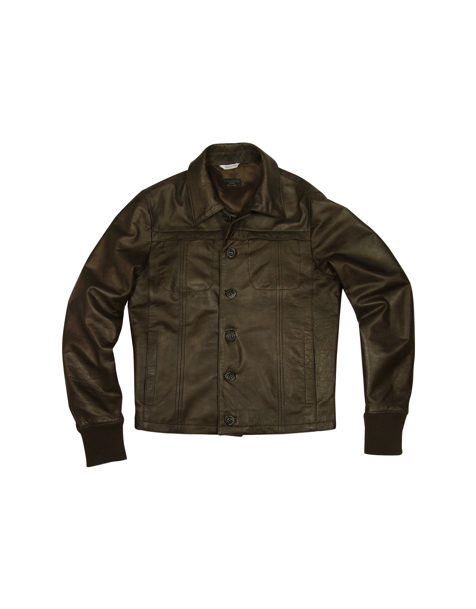 Forzieri Mens Dark Brown Leather Jacket In Green For Men Lyst Gallery