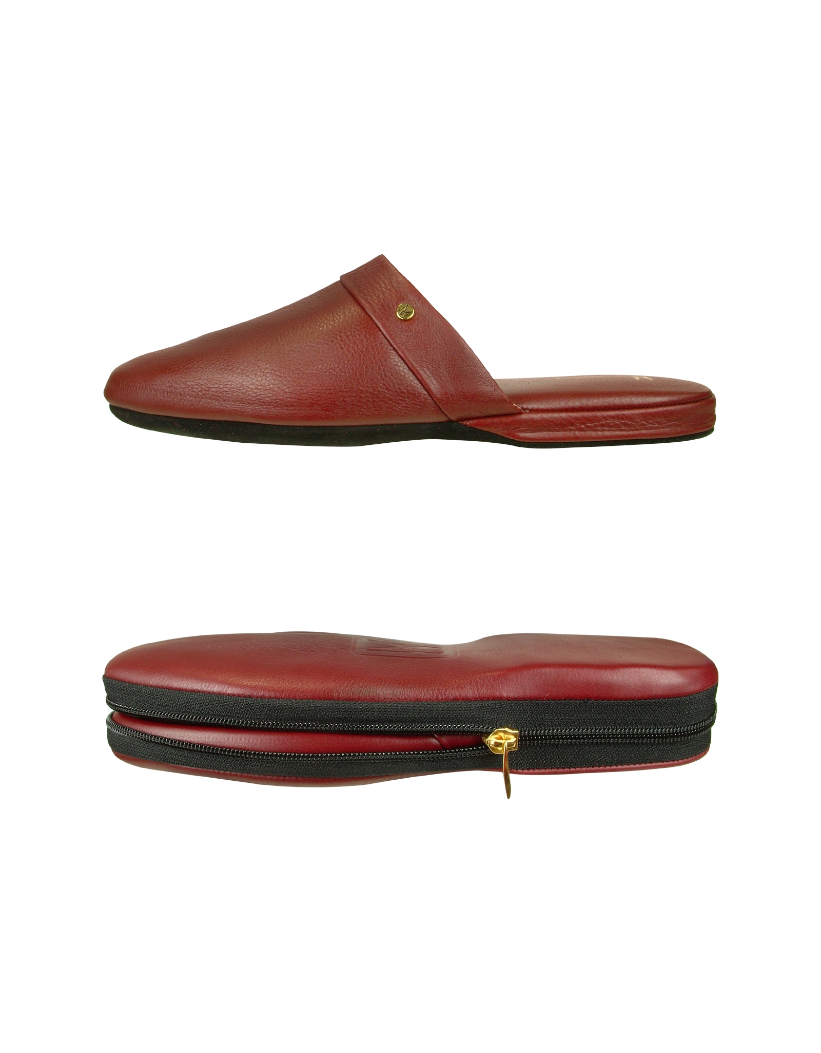 Moreschi Red Amerigo Burgundy Nappa Leather Travel Slippers Wcase for