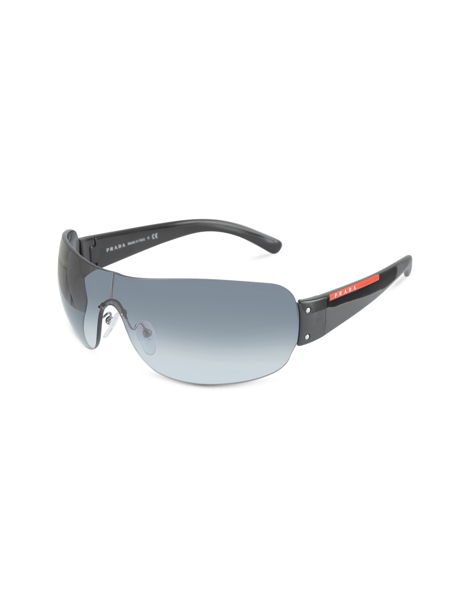 Prada Linea Rossa Rimless Shield Sunglasses in Black for Men | Lyst