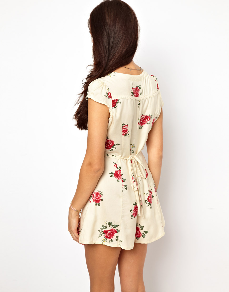 River island cream playsuit Clearance