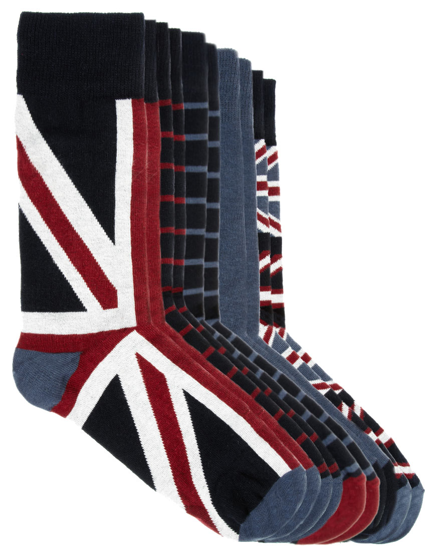 River Island 5 Pack Union Jack Socks in Navy (Blue) for Men Lyst