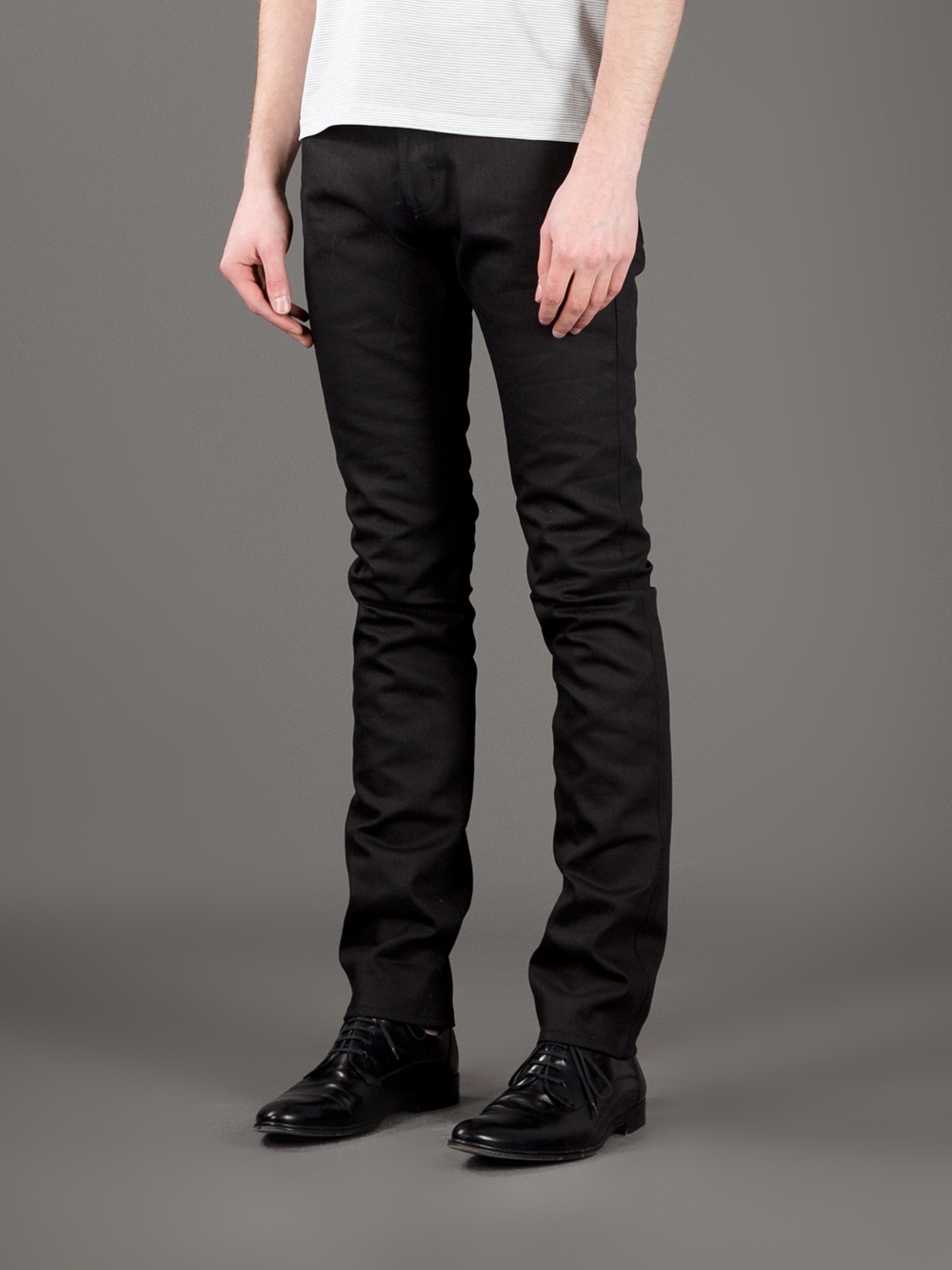 Saint Laurent Coated Slim Fit Jeans in Black for Men - Lyst