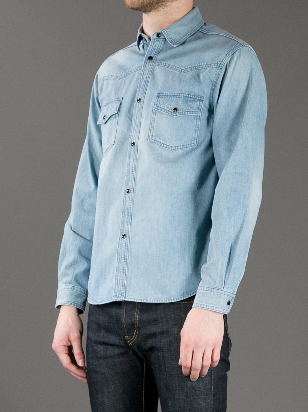 Saint Laurent Denim Shirt Hot Sale 