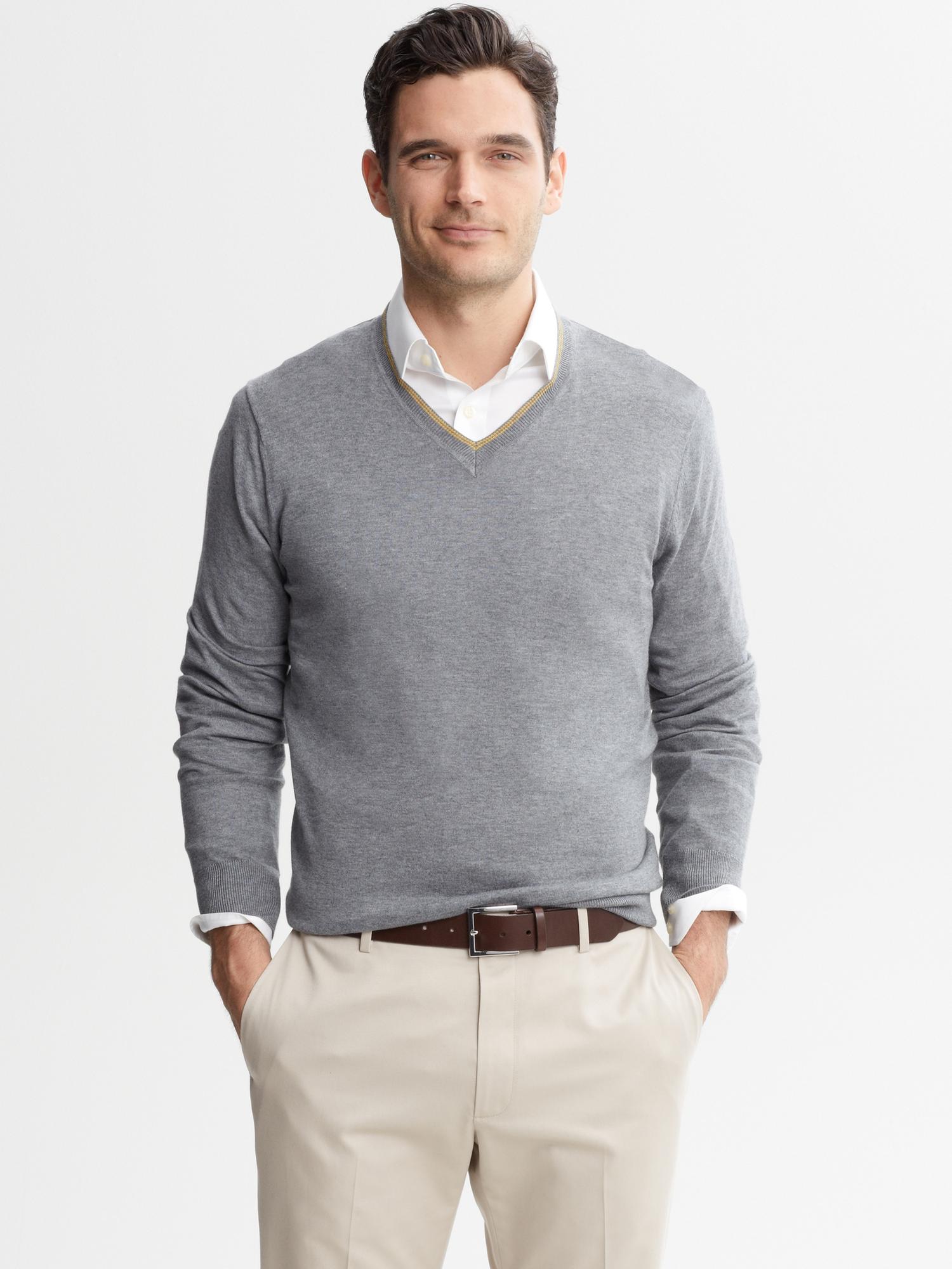 v neck sweater grey