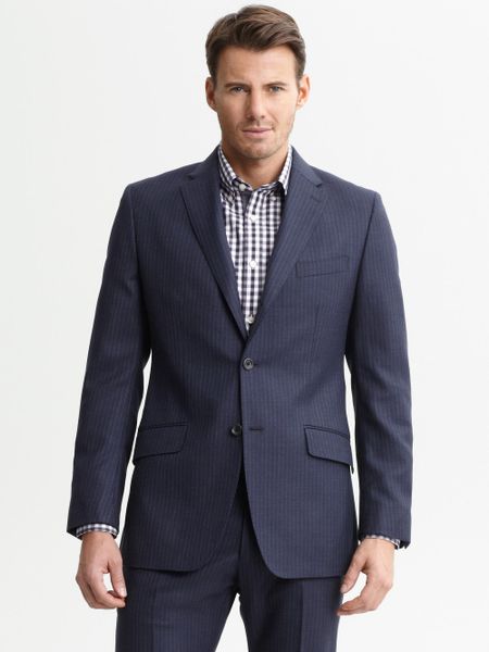 Banana Republic Tailored Navy Pinstripe Wool Two Button Suit Blazer in ...
