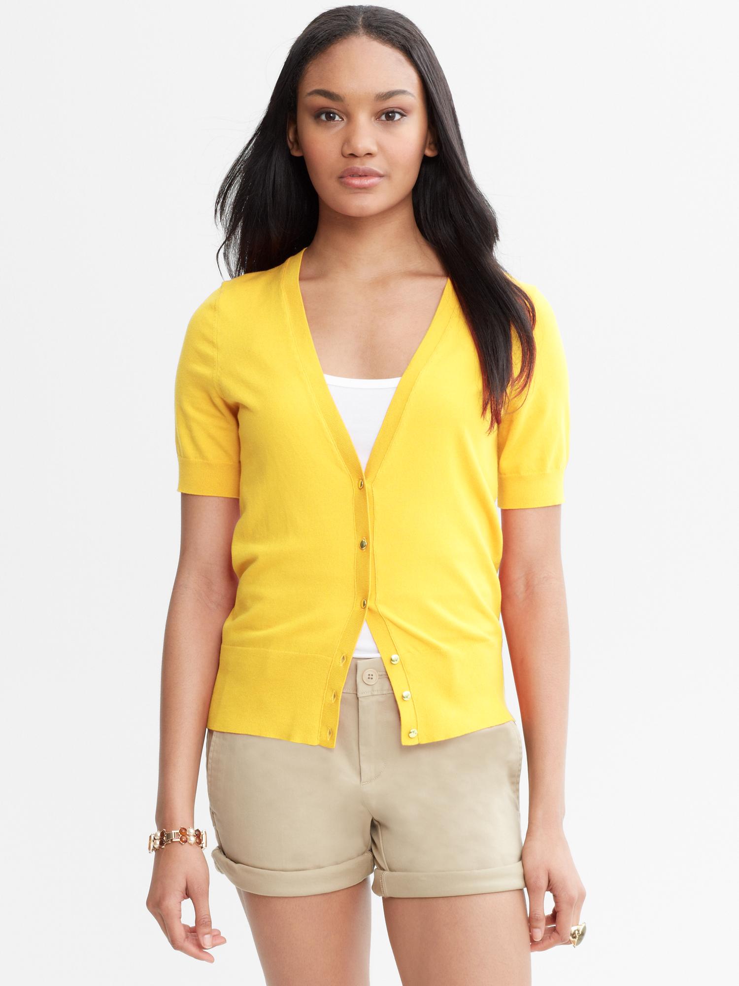 Yellow short sleeve cardigan Clearance