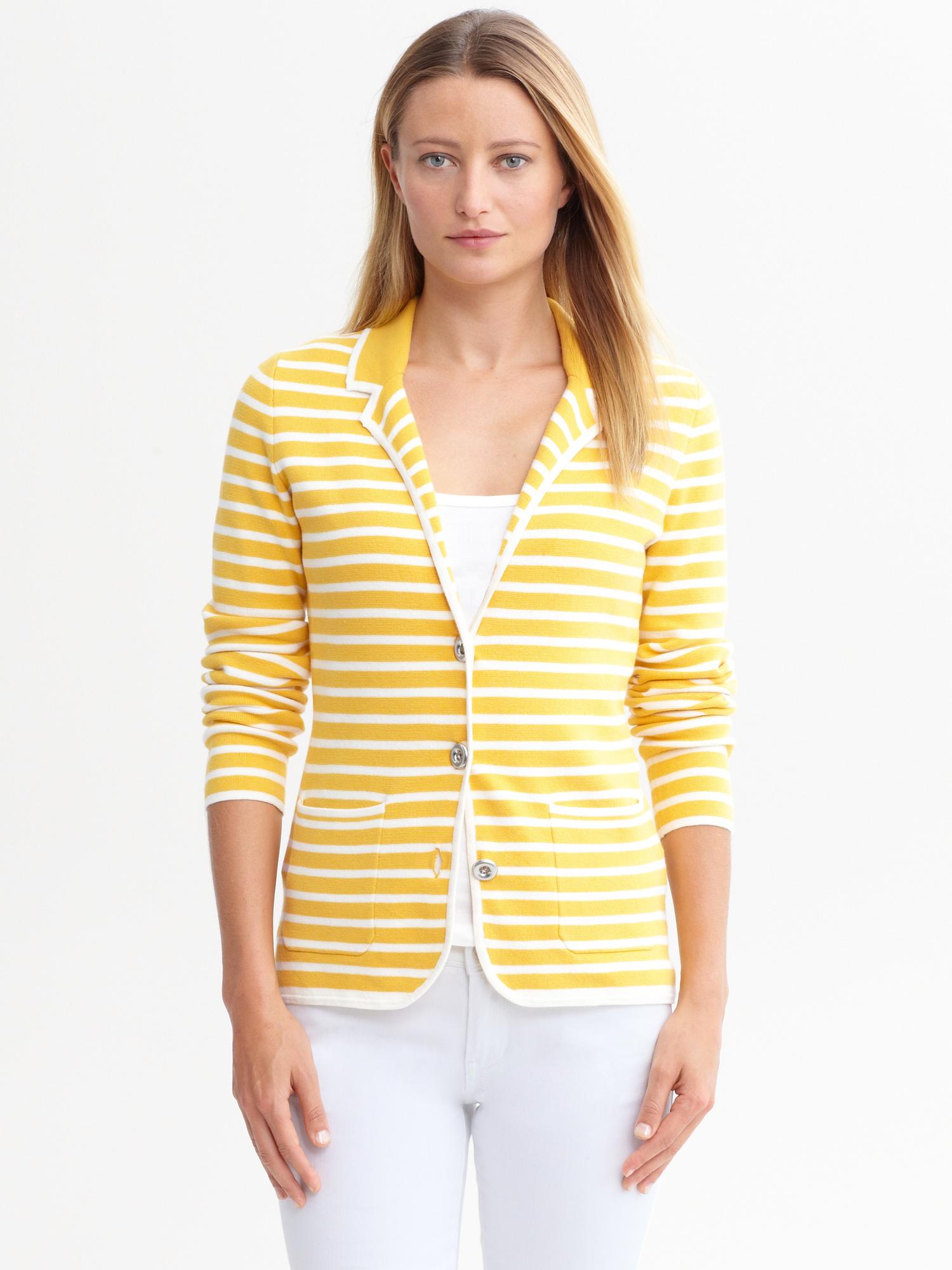 Banana republic Striped Sweater Blazer in Yellow (pale gold) Lyst