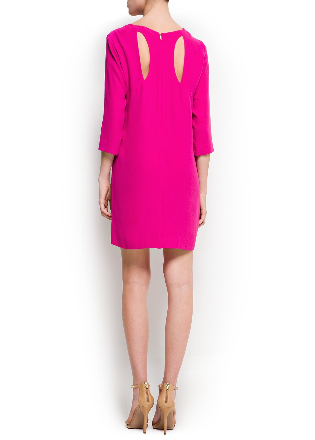 Mango Cutout Back Dress in Fuschia (Pink) - Lyst
