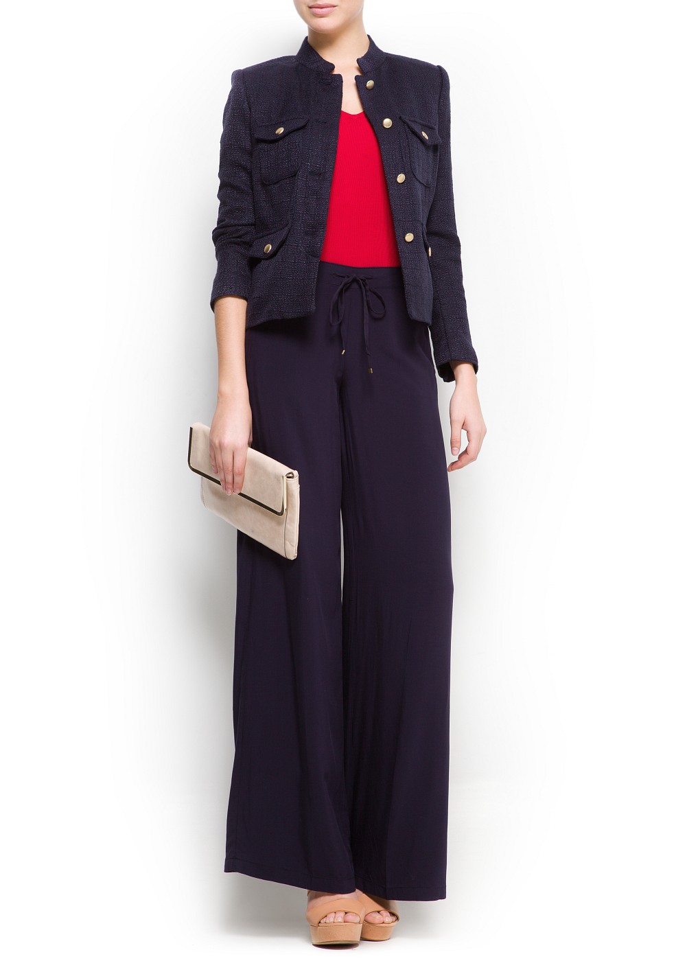Mango Palazzo Trousers in Navy (Blue) - Lyst