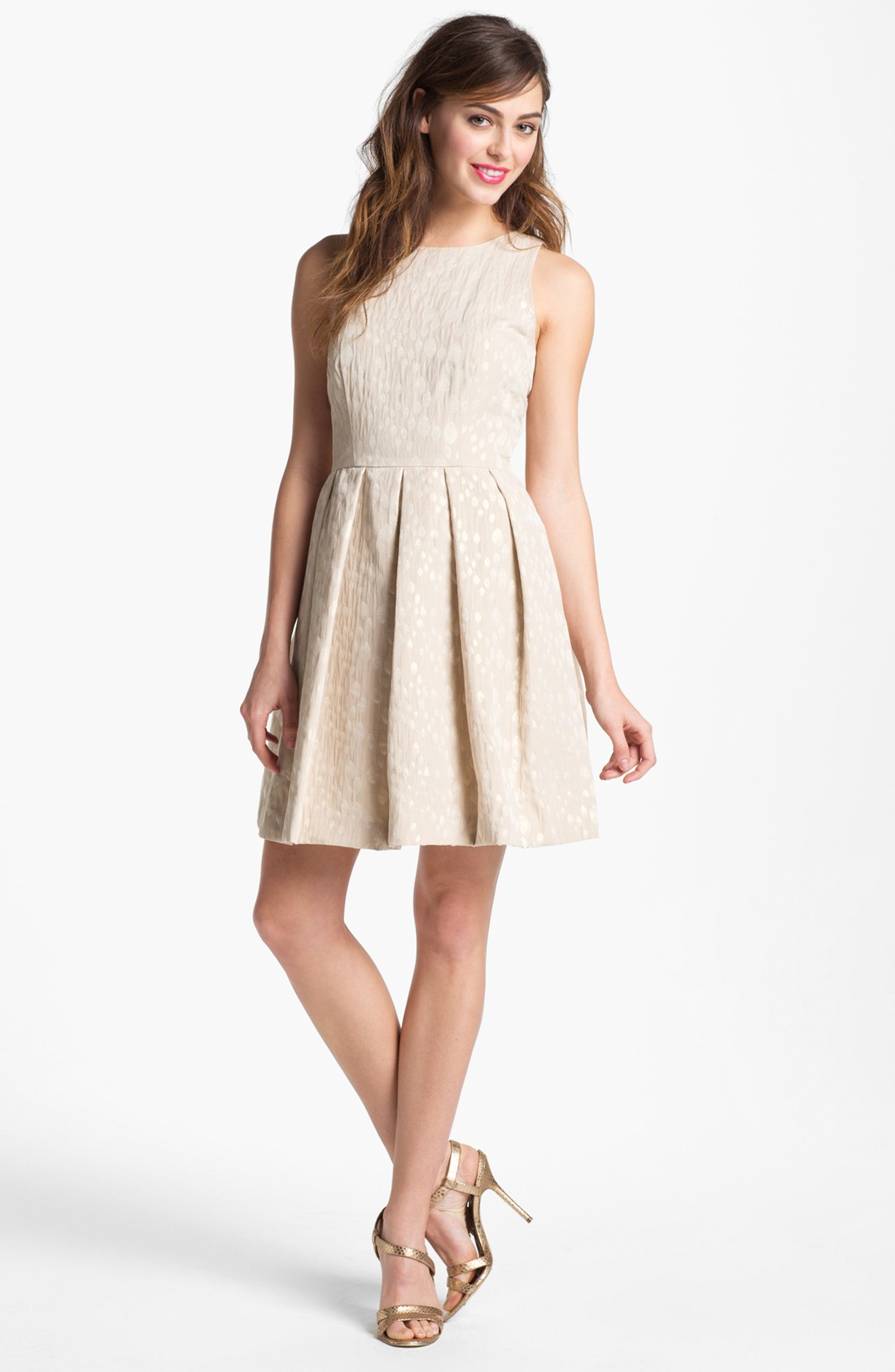 beige fit and flare dress