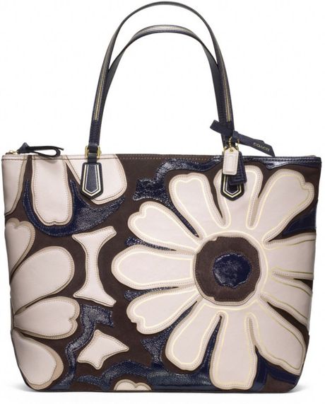 Coach Poppy Elevated Flower Tote in Black (b4/slate multicolor) | Lyst