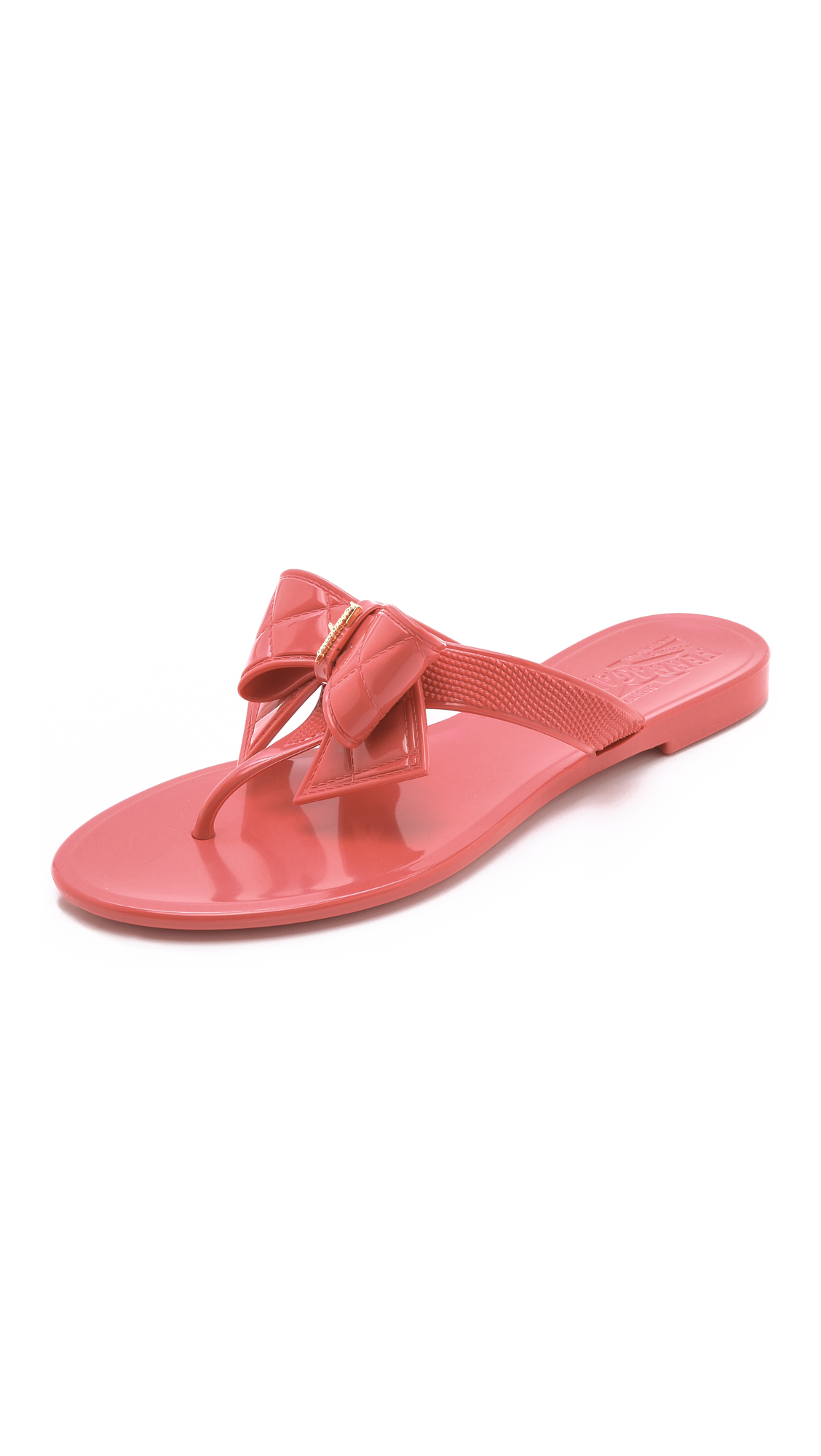 Ferragamo Bali Jelly Thong Sandals with Quilted Bow in Pink | Lyst