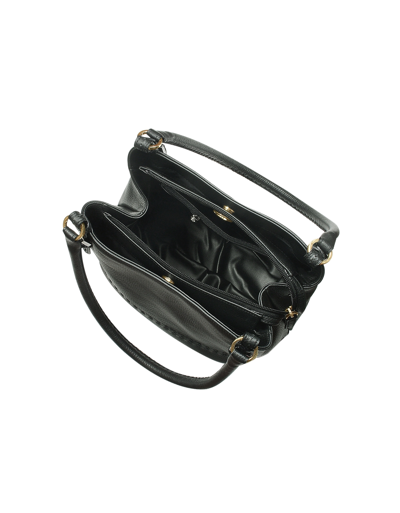 Fontanelli Black Stiched Soft Leather Handbag - Lyst