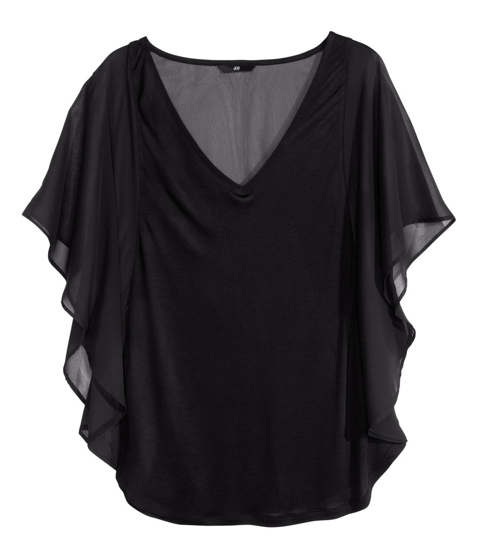 H&M Top with Butterfly Sleeves in Black - Lyst