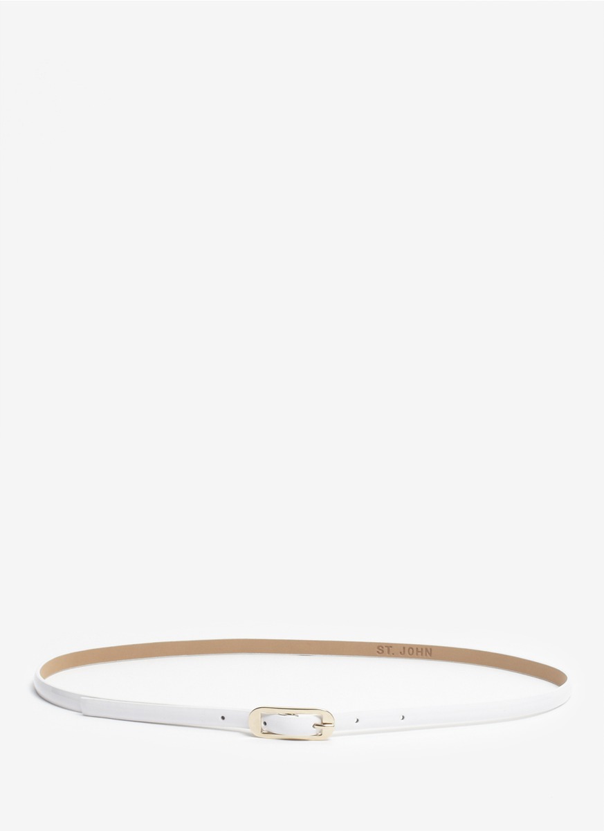 white skinny belt