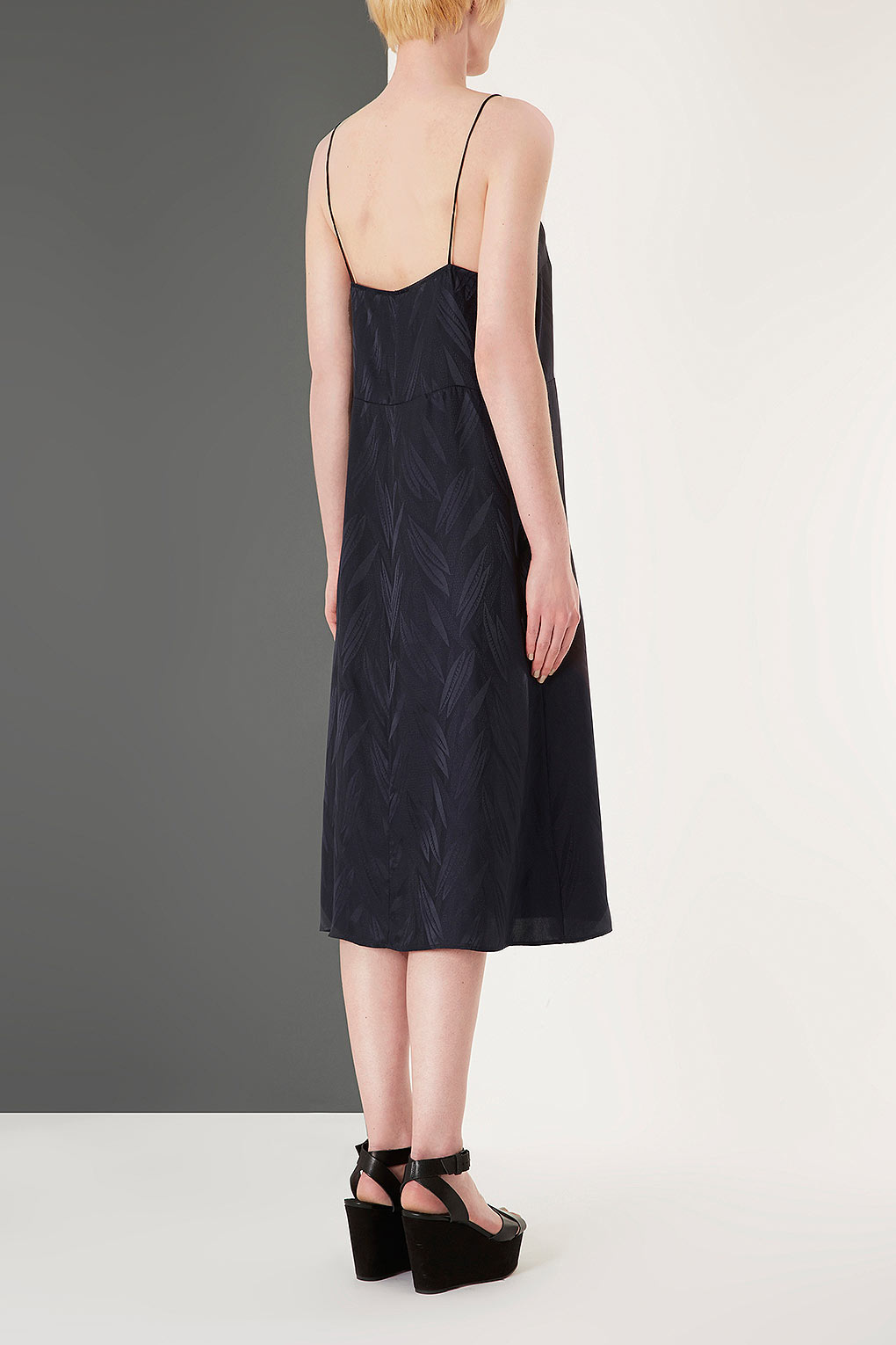 silk slip dress navy
