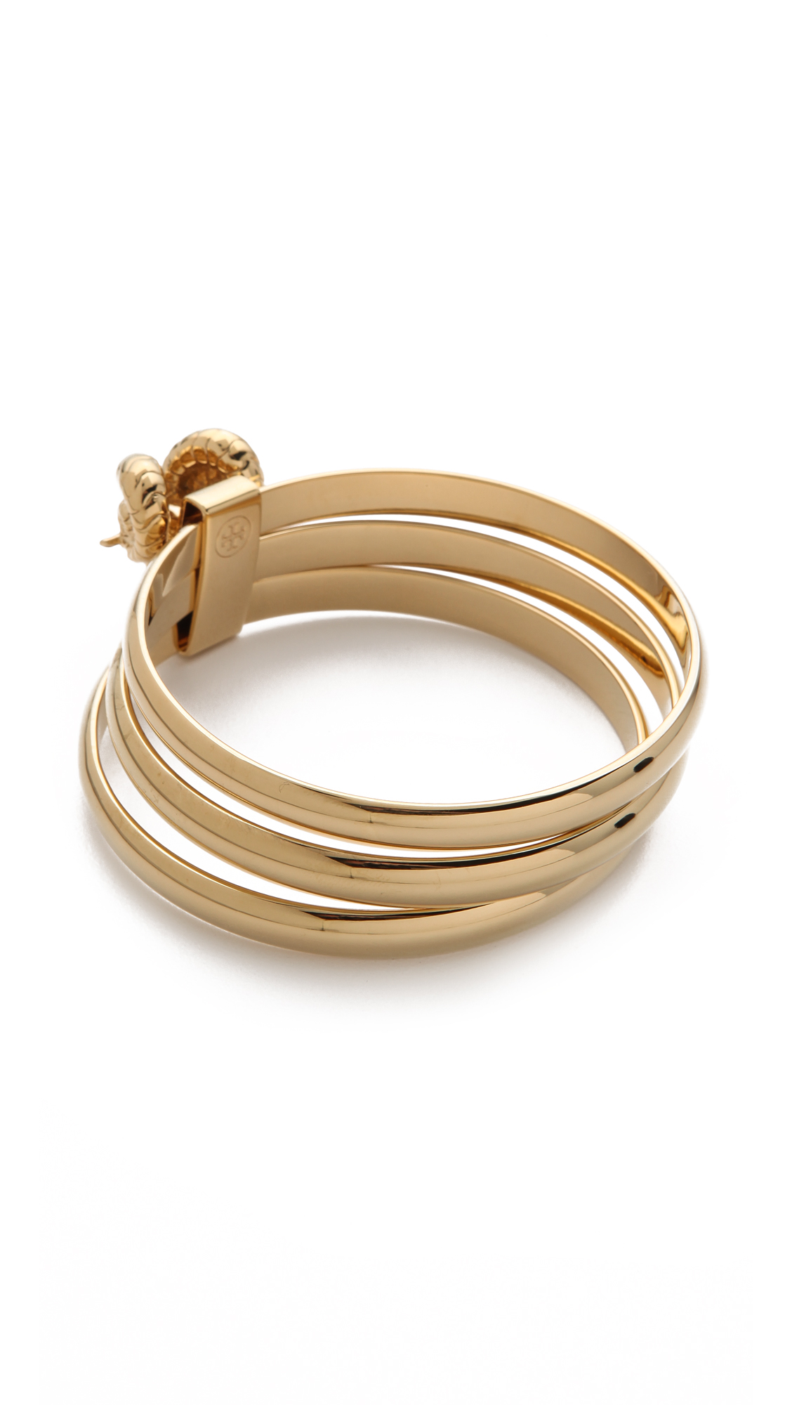 Tory Burch Ram Head Stacking Bangle in Shiny Gold (Metallic) Lyst