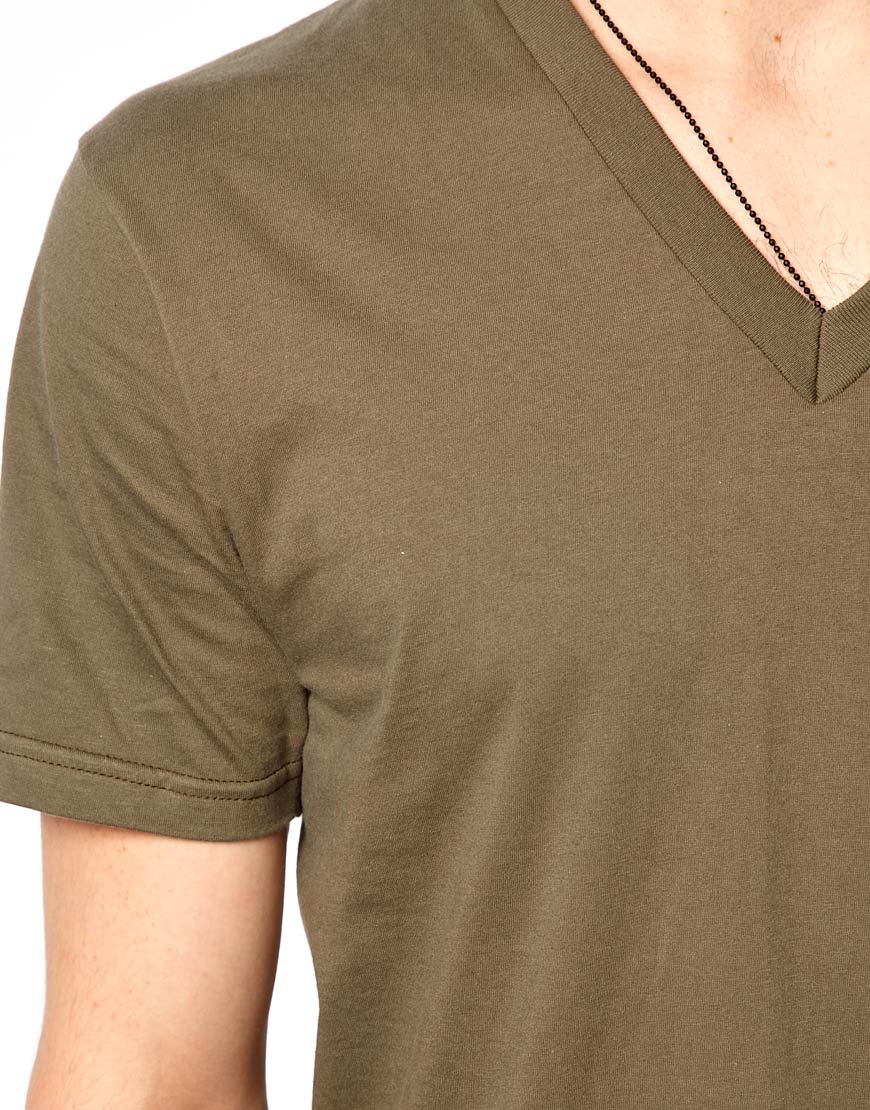 American Apparel Vneck Tshirt in Green for Men Lyst