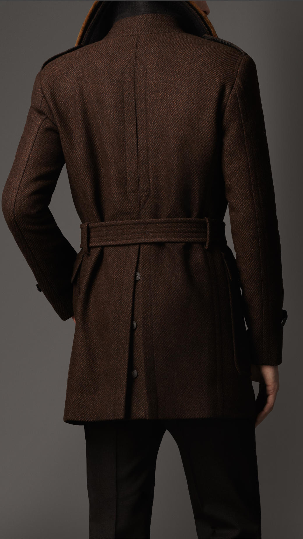 Lyst - Burberry Mink Collar Wool Coat in Brown for Men