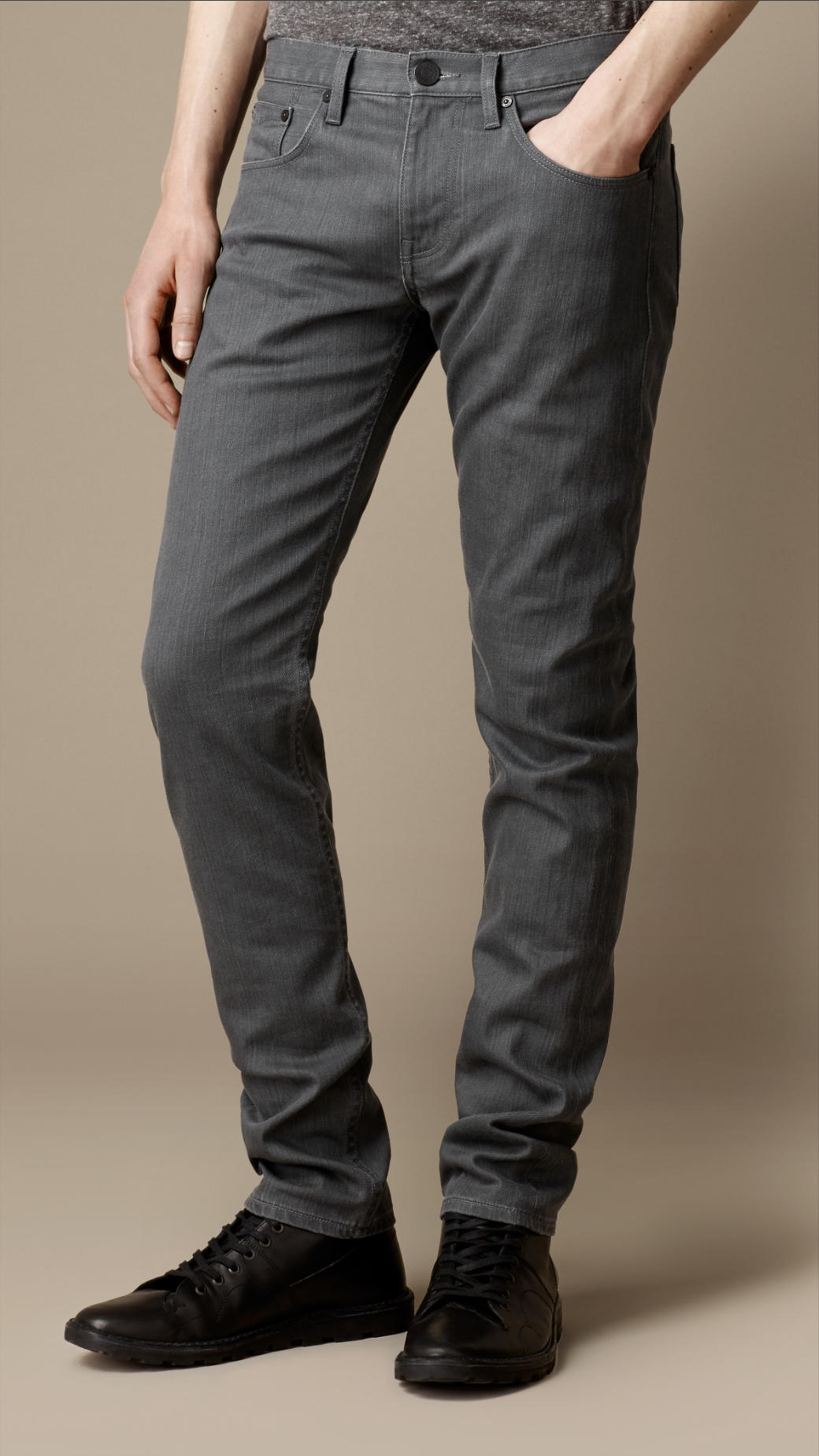 Burberry Shoreditch Resinated Skinny Fit Jeans in Silver Grey (Gray ...