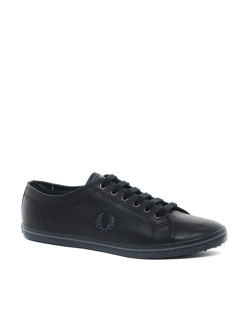 Fred Perry Kingston Leather Plimsolls in Black for Men - Lyst