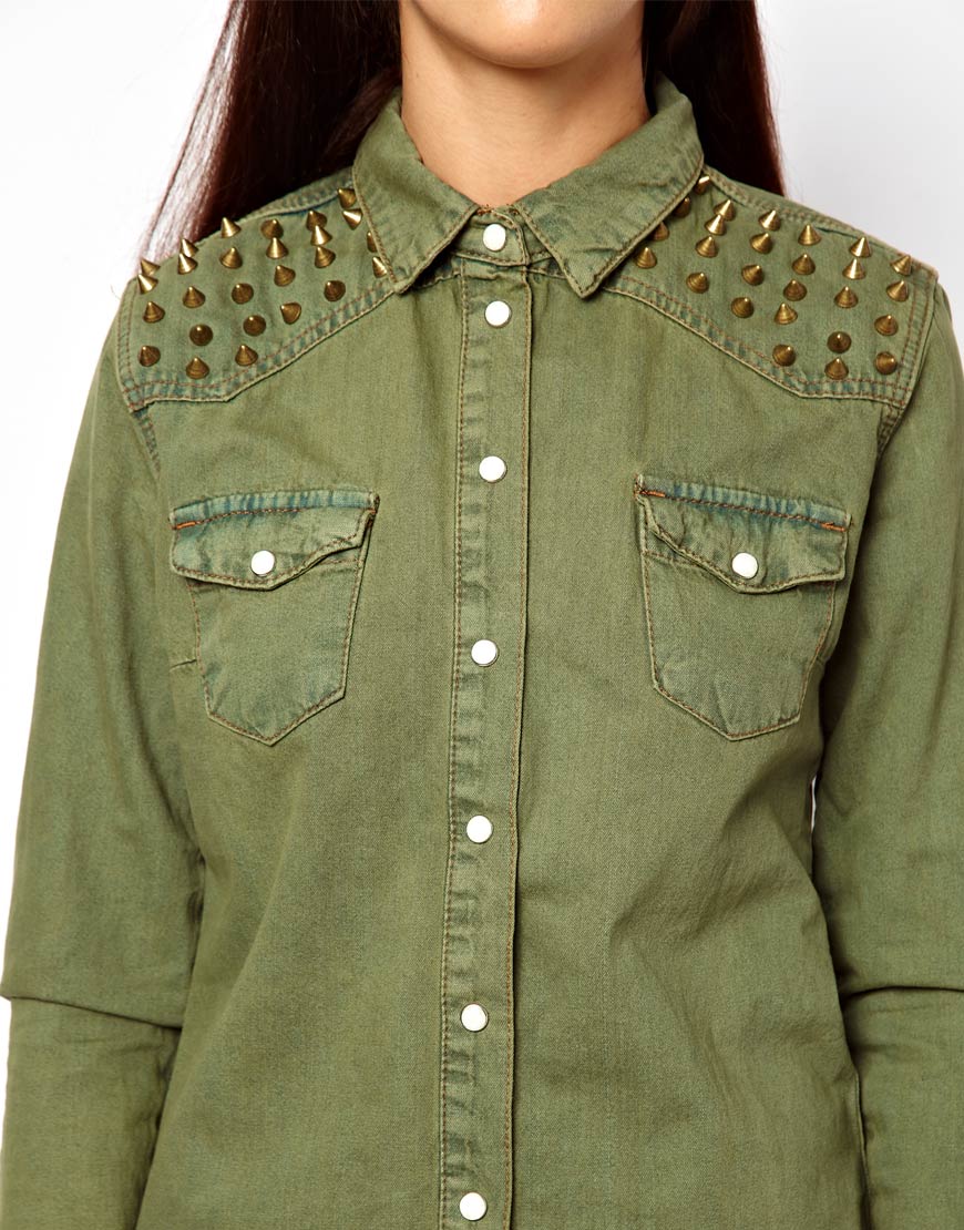 old khaki denim shirt
