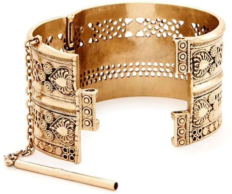 Lucky Brand Tribal Hinge Cuff in Gold | Lyst