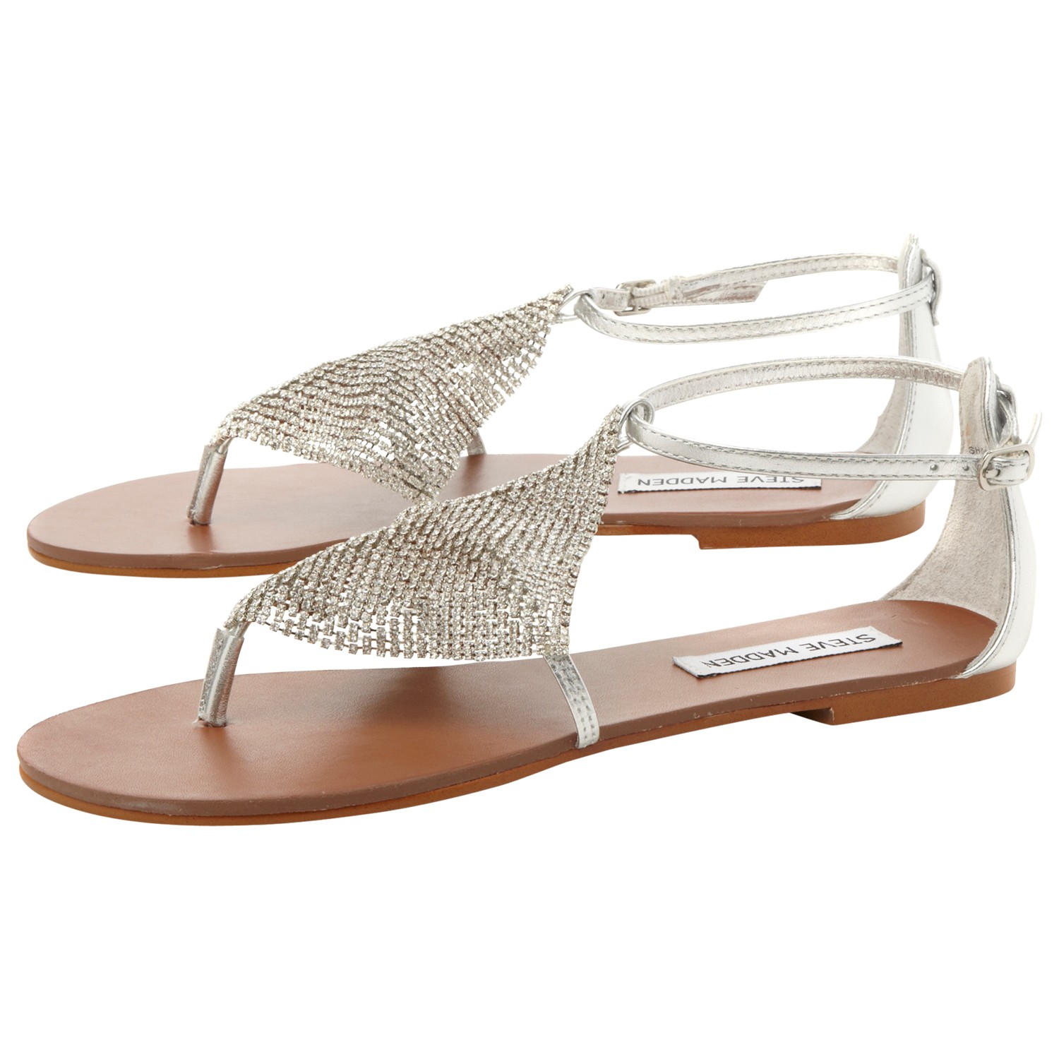 quiz silver diamante flat sandals