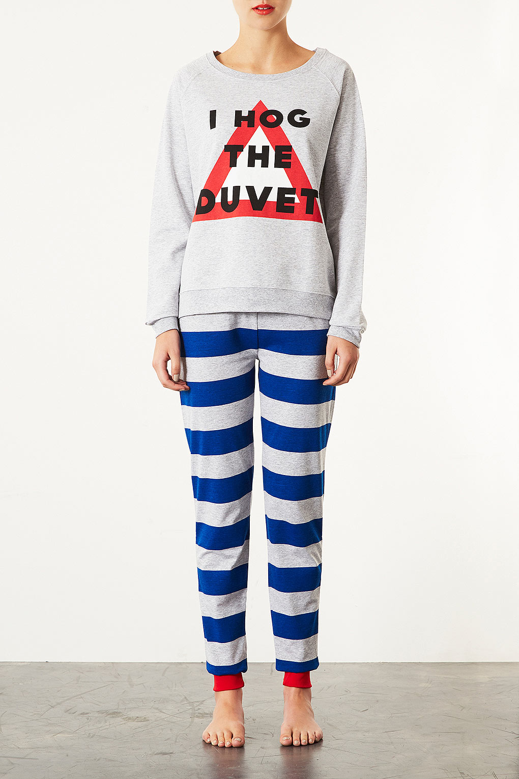Topshop Hog The Duvet Pj Top In Grey Marl Gray Lyst