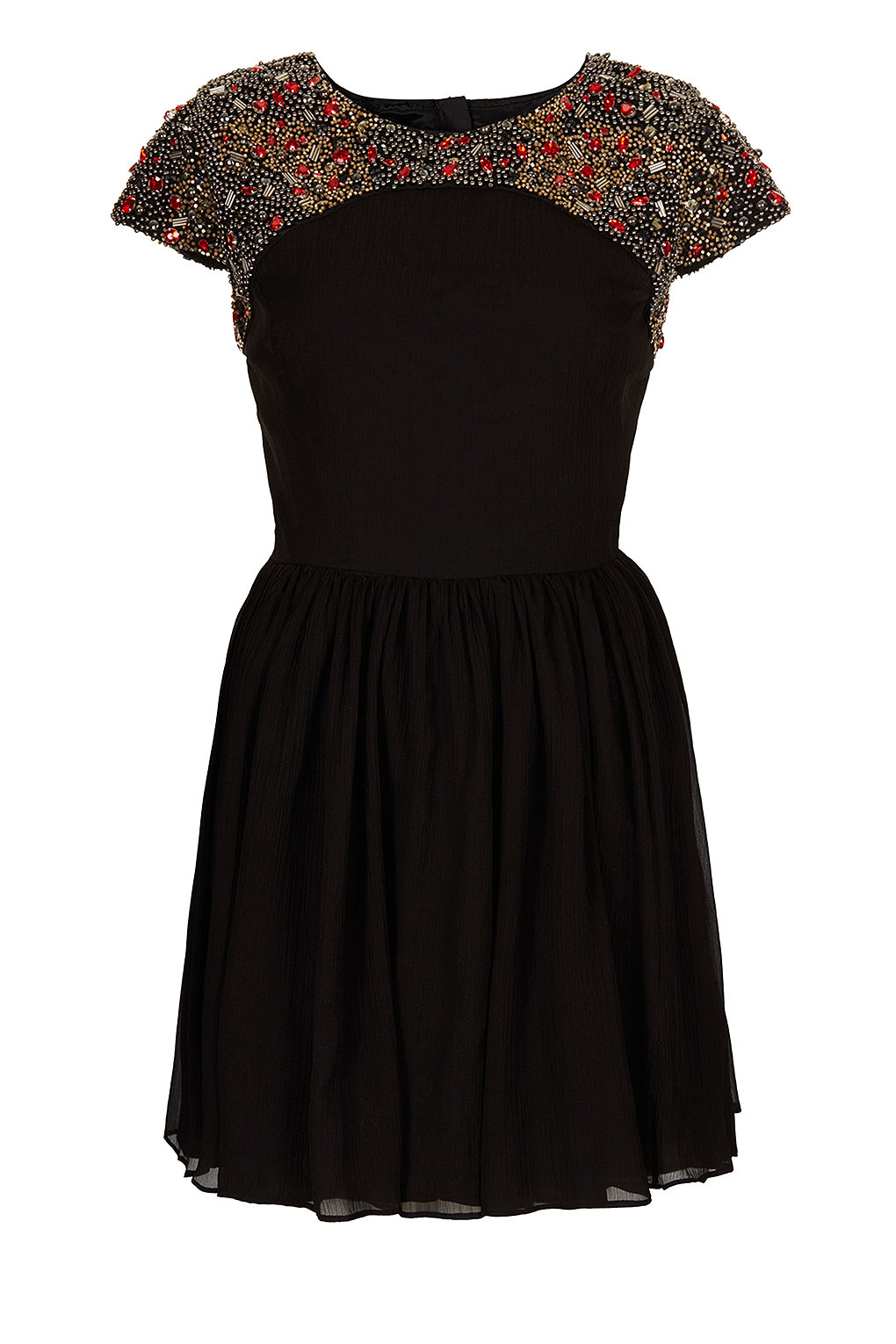 black embellished skater dress