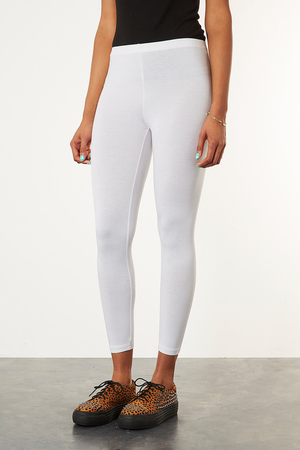 TOPSHOP White Calf Length Leggings - Lyst