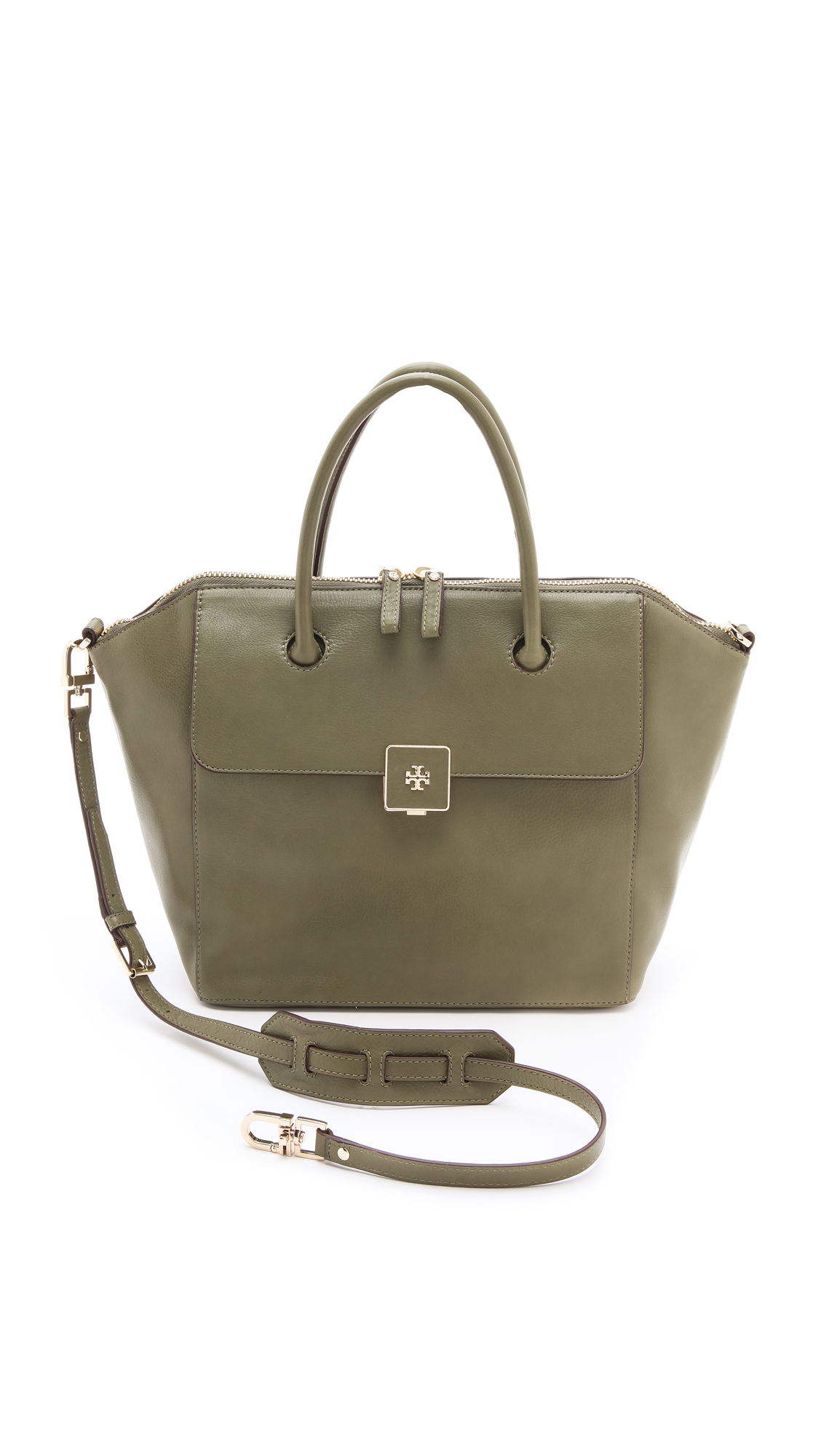 Tory Burch Clara Large Satchel in Green Khaki (Green) - Lyst
