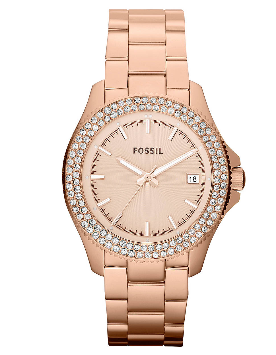 Fossil Es2811 Women'S Riley Diamond Stainless Steel Watch in Pink | Lyst