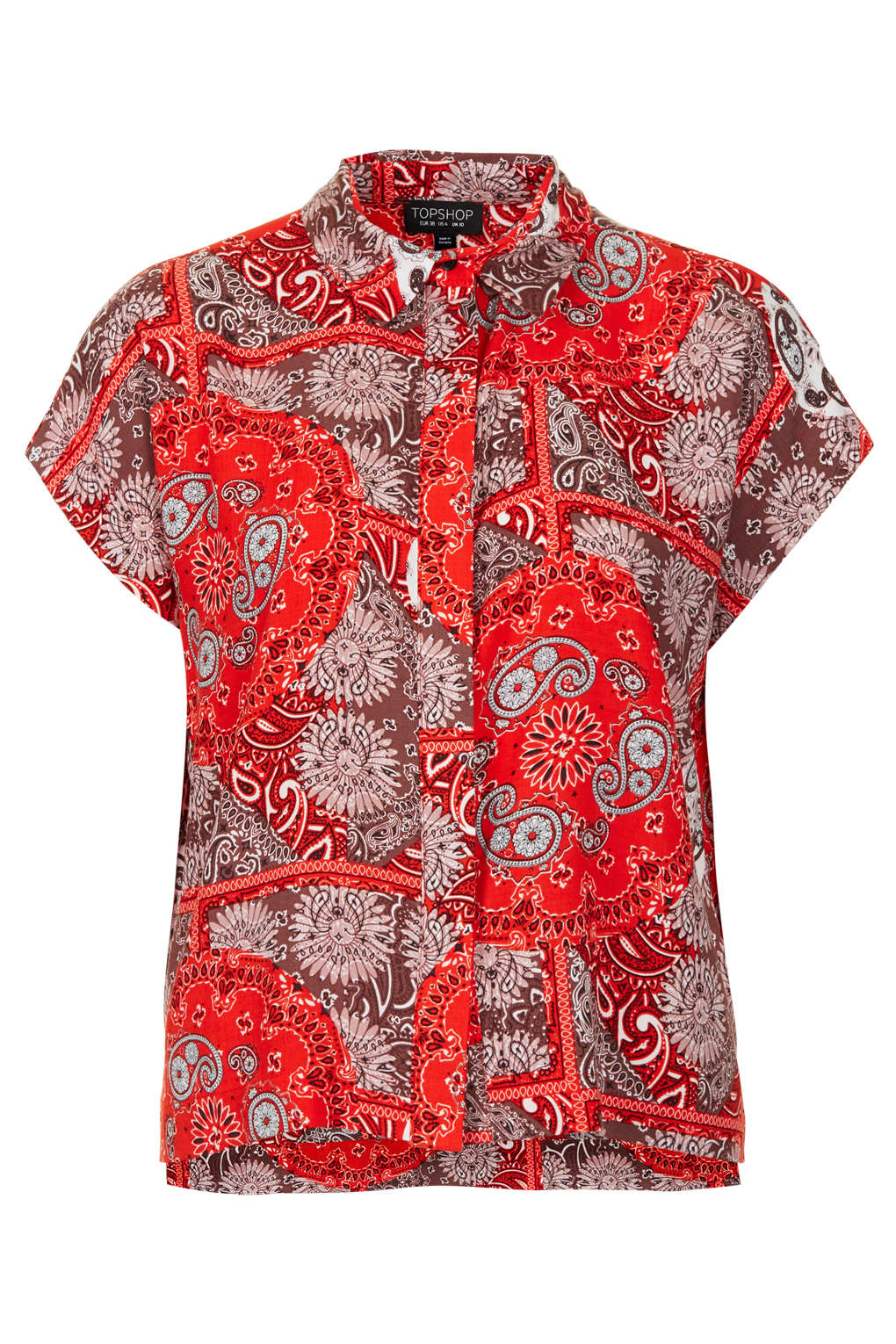 TOPSHOP Bandana Print Shirt in Red - Lyst