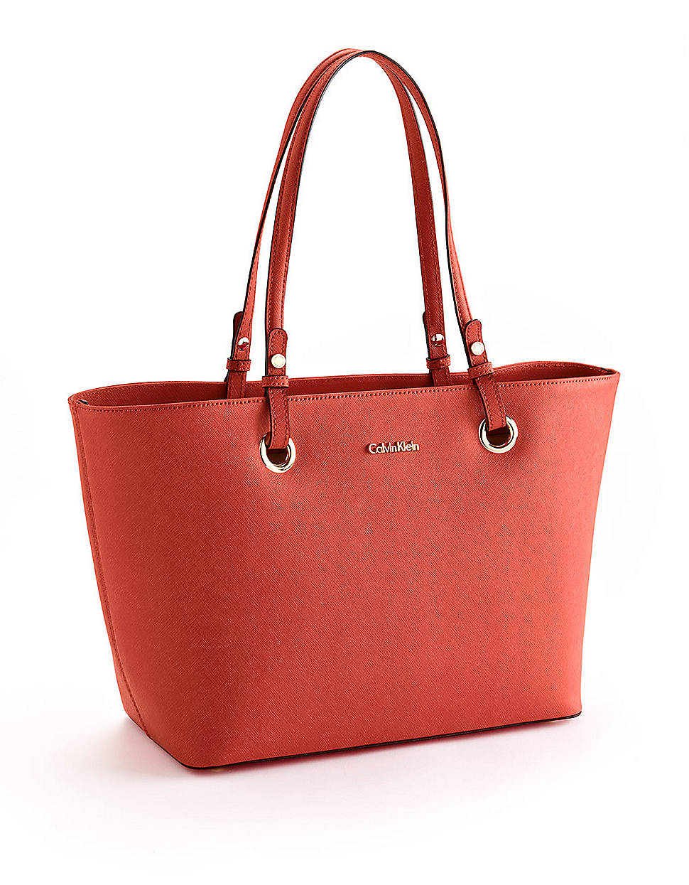 Lyst Calvin klein Leather Tote Bag in Red