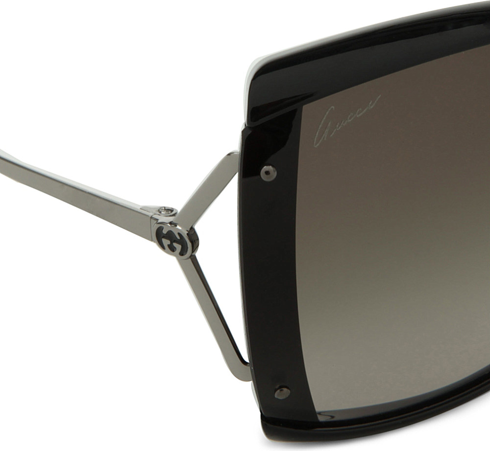 Gucci Square Frame Sunglasses in Black for Men (gunmetal ...