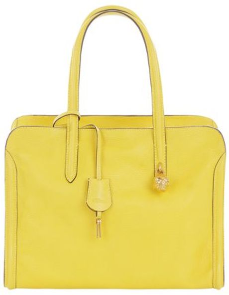 Alexander Mcqueen Skull Padlock Top Handle Bag in Yellow | Lyst