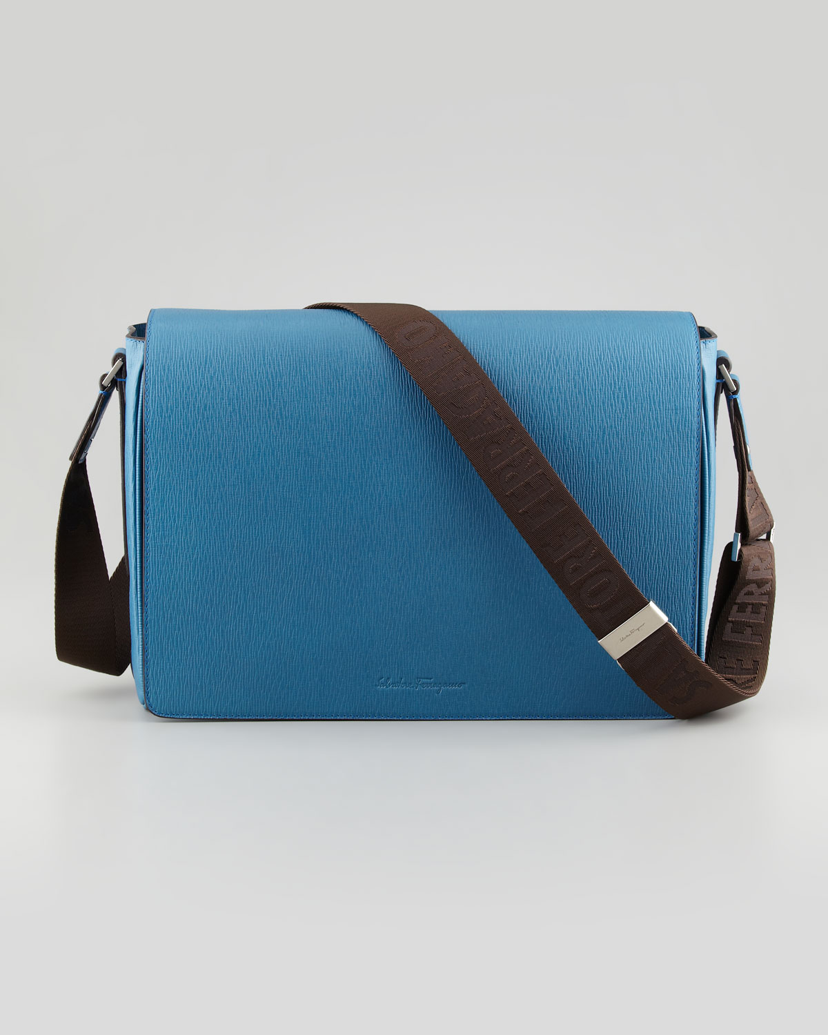 Salvatore Ferragamo Revival Leather Messenger Bag Natural Resource